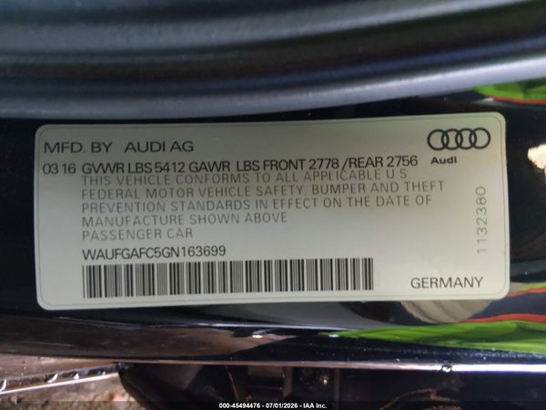 2016 AUDI A6 3.0T PREMIUM PLUS