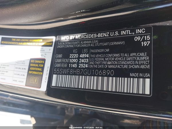 2016 MERCEDES-BENZ AMG C 63 S