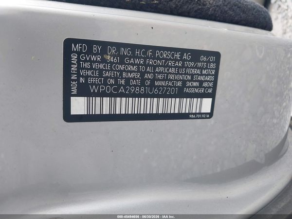 2001 PORSCHE BOXSTER