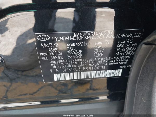2018 HYUNDAI SANTA FE SPORT 2.4L
