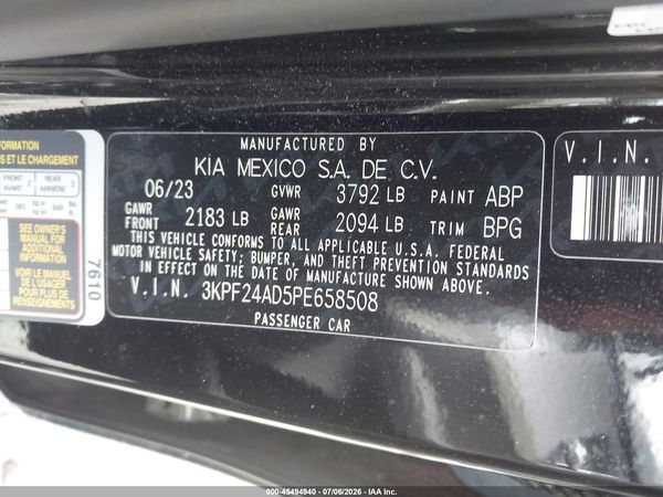 2023 KIA FORTE LXS