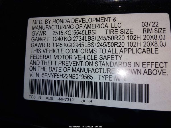 2022 HONDA PILOT 2WD SPECIAL EDITION