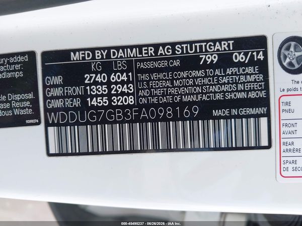 2015 MERCEDES-BENZ S 600 S600
