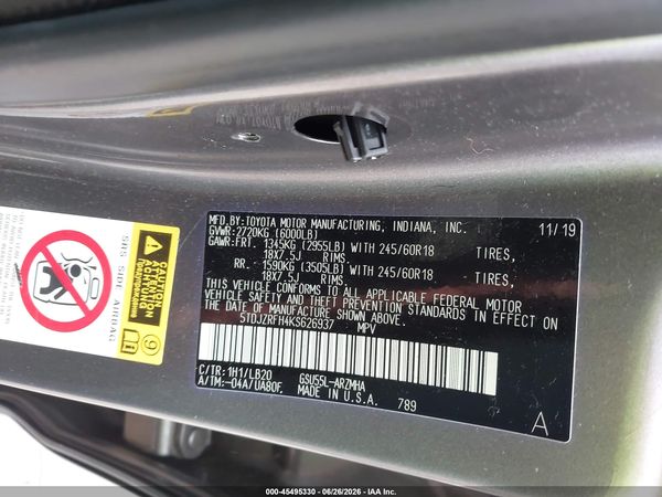 2019 TOYOTA HIGHLANDER XLE