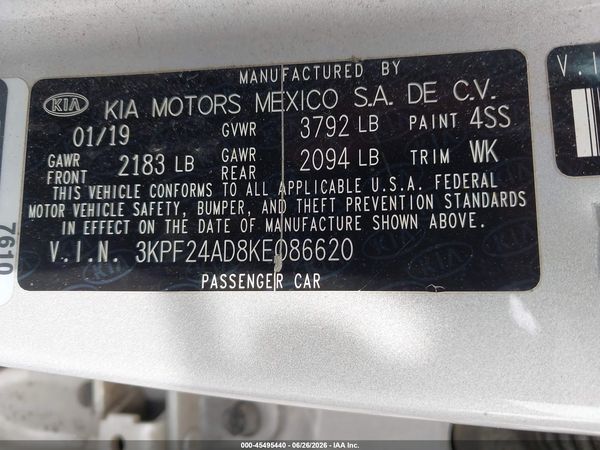 2019 KIA FORTE LXS