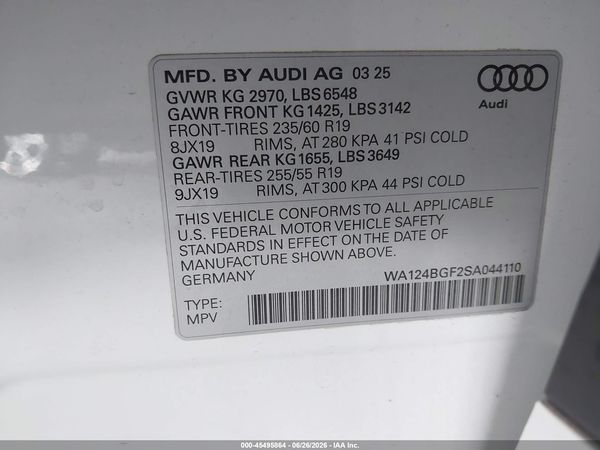 2025 AUDI Q6 E-TRON PREMIUM PLUS QUATTRO