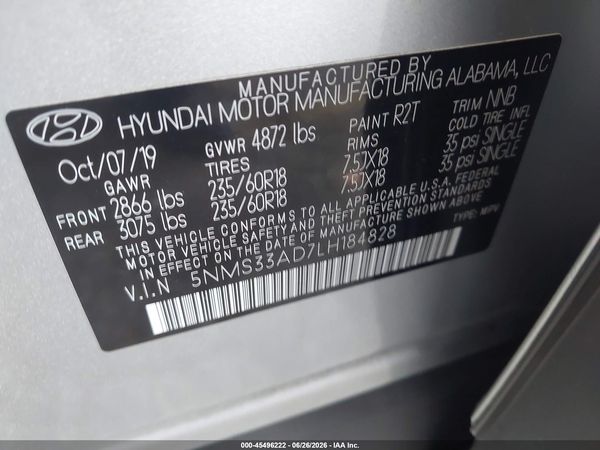 2020 HYUNDAI SANTA FE SEL