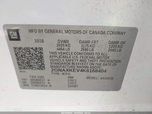 2019 CHEVROLET EQUINOX LT — I9