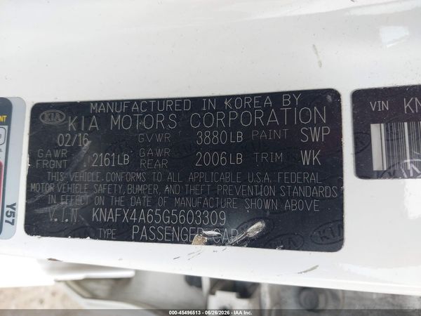 2016 KIA FORTE LX