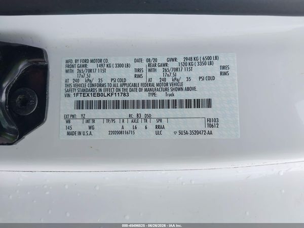 2020 FORD F-150 XL/XLT