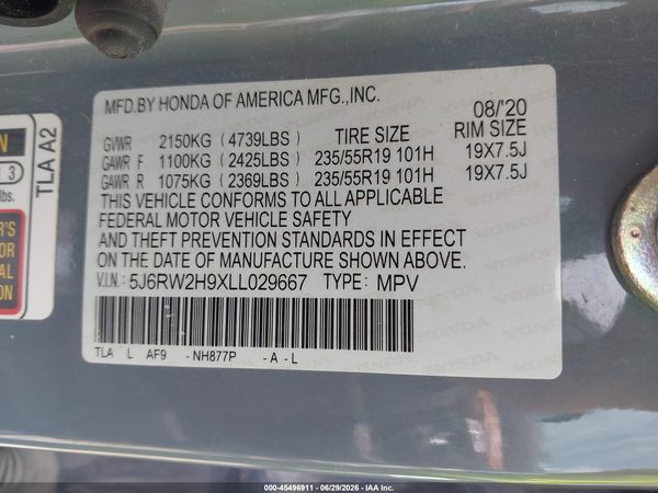 2020 HONDA CR-V AWD TOURING