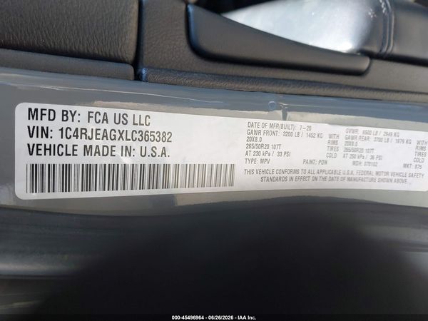 2020 JEEP GRAND CHEROKEE ALTITUDE 4X2