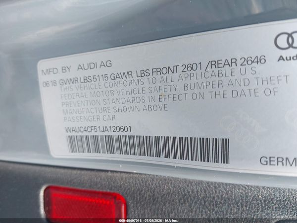 2018 AUDI S5 3.0T PREMIUM PLUS