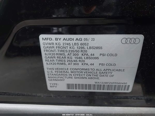 2023 AUDI Q4 SPORTBACK E-TRON PREMIUM 50 QUATTRO