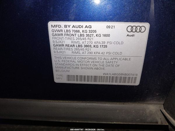 2022 AUDI E-TRON PREMIUM PLUS QUATTRO