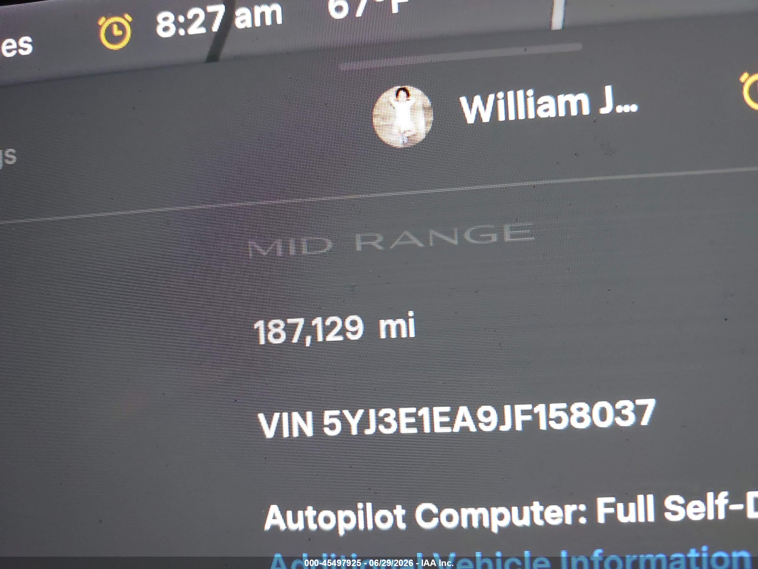 2018 TESLA MODEL 3 LONG RANGE/MID RANGE