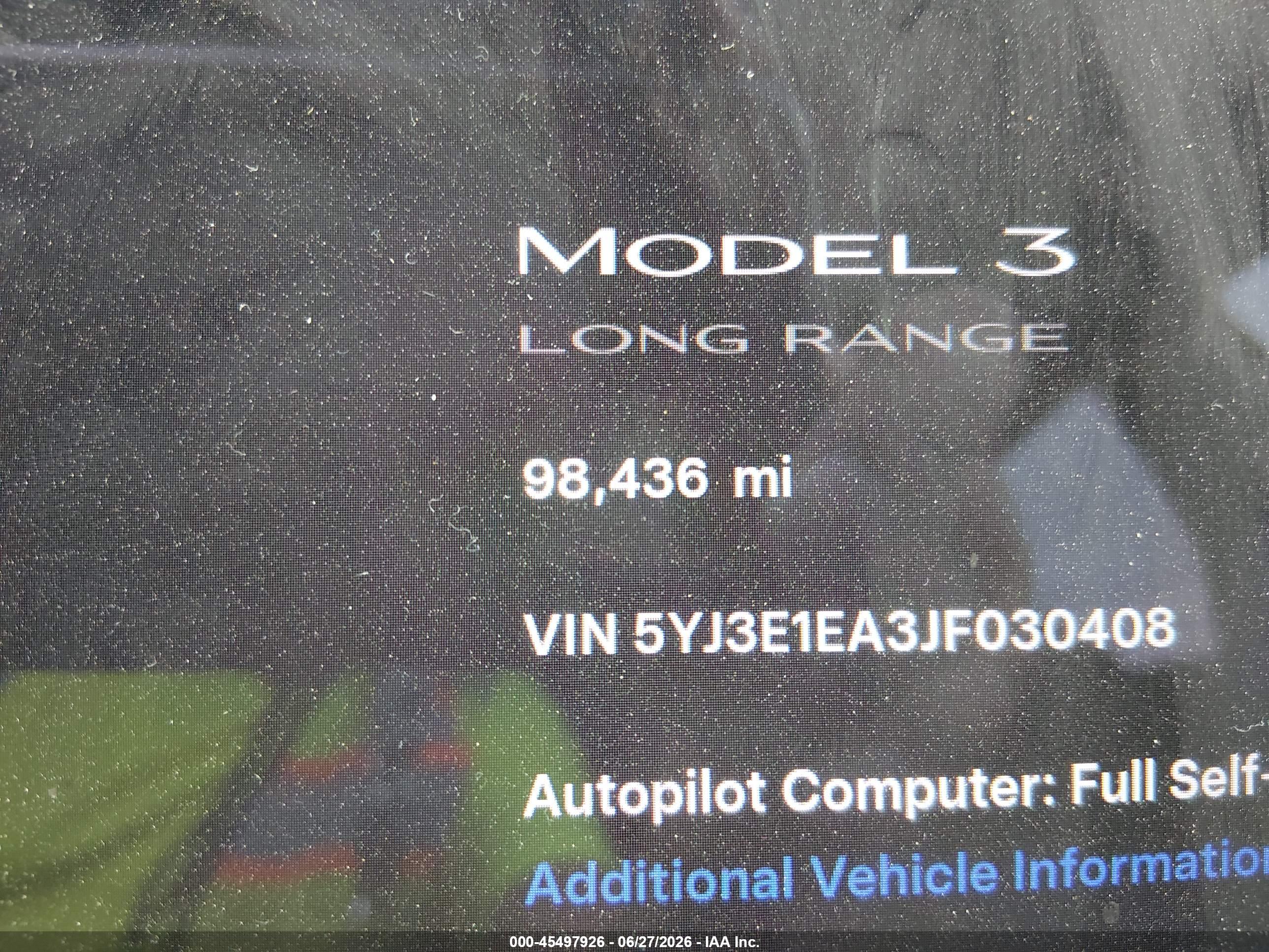 2018 TESLA MODEL 3 LONG RANGE/MID RANGE
