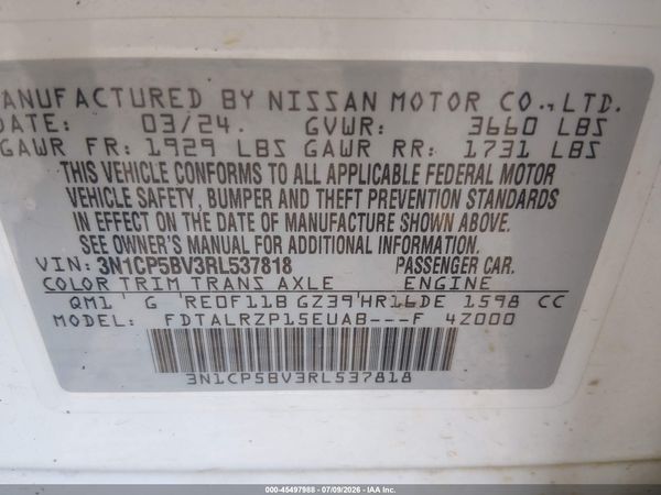 2024 NISSAN KICKS S XTRONIC CVT — I9