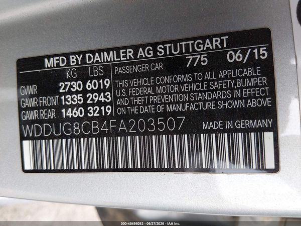 2015 MERCEDES-BENZ S 550 S550