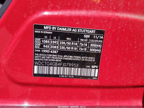 2015 MERCEDES-BENZ GLA 250 4MATIC