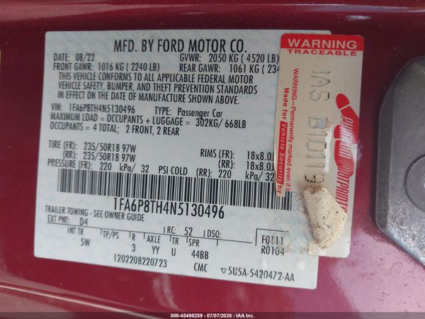 2022 FORD MUSTANG