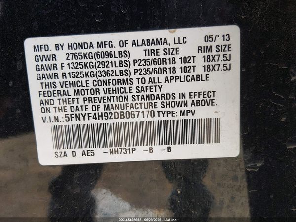 2013 HONDA PILOT TOURING