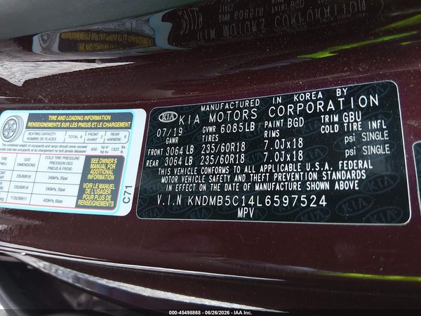 2020 KIA SEDONA EX