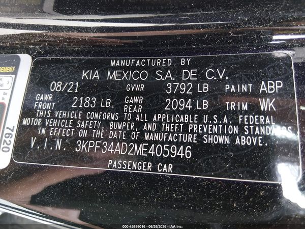 2021 KIA FORTE GT-LINE