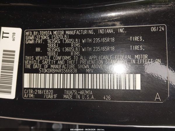 2024 TOYOTA HIGHLANDER XLE
