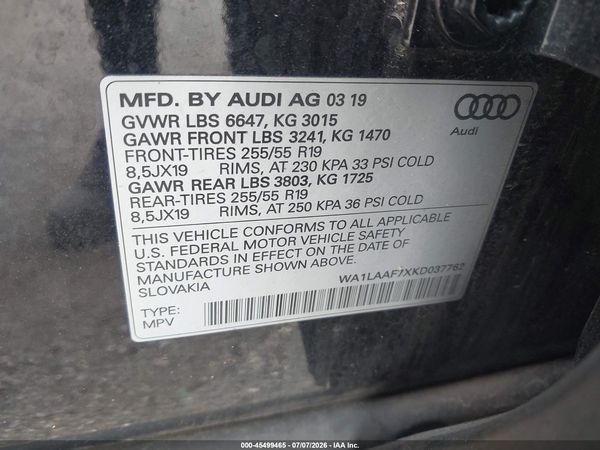 2019 AUDI Q7 55 PREMIUM/55 SE PREMIUM