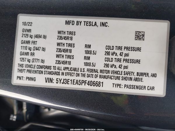 2023 TESLA MODEL 3 REAR-WHEEL DRIVE