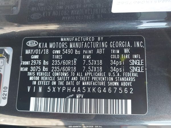 2019 KIA SORENTO 3.3L EX