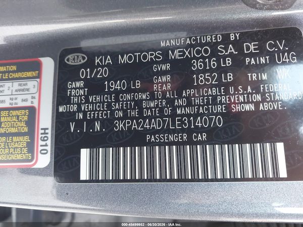 2020 KIA RIO S