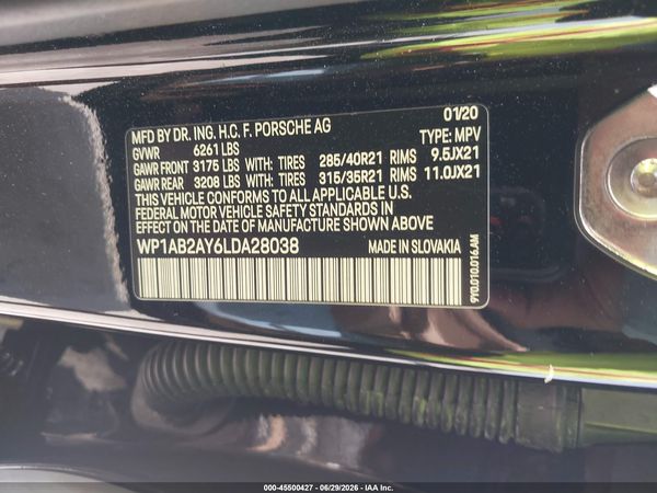 2020 PORSCHE CAYENNE S