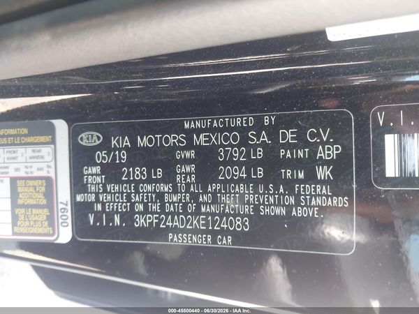 2019 KIA FORTE FE
