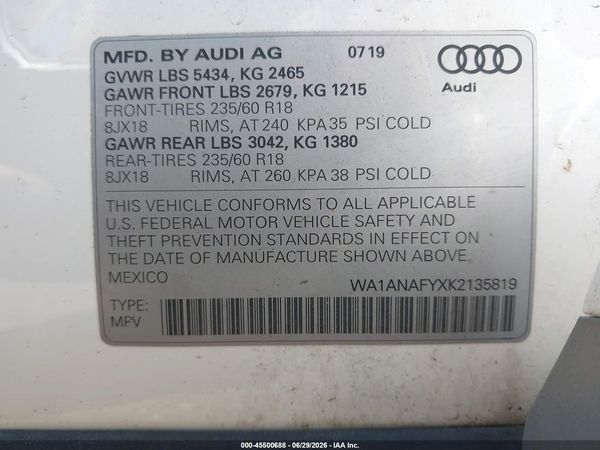 2019 AUDI Q5 45 PREMIUM