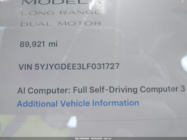 2020 TESLA MODEL Y
