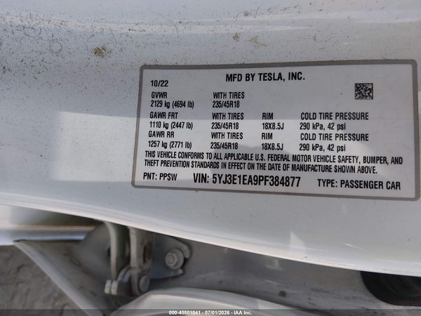 2023 TESLA MODEL 3 REAR-WHEEL DRIVE