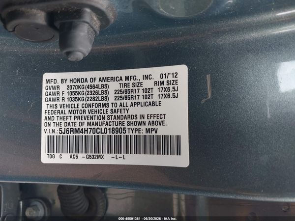 2012 HONDA CR-V EX-L