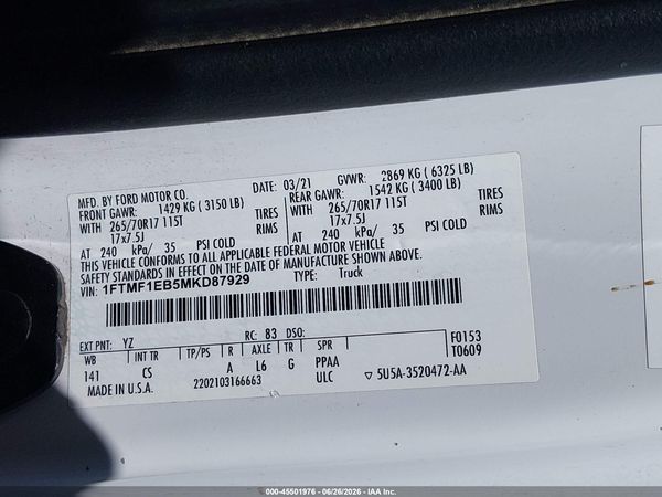 2021 FORD F-150 XL/XLT