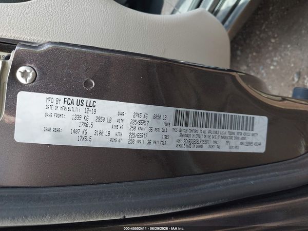 2020 DODGE GRAND CARAVAN SE — I9