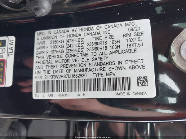2020 HONDA CR-V AWD EX-L