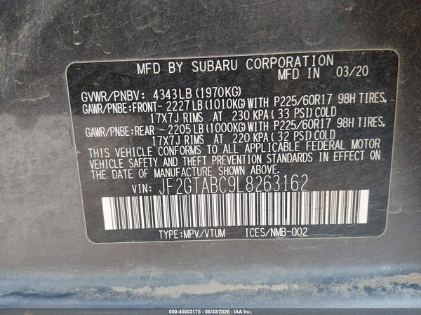 2020 SUBARU CROSSTREK Base+ES