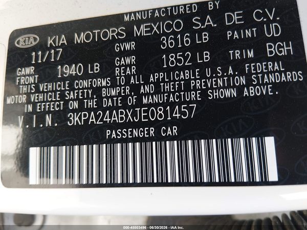 2018 KIA RIO S