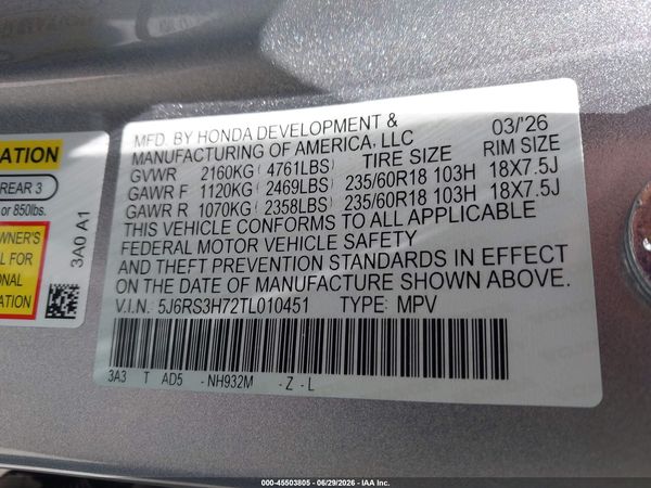 2026 HONDA CR-V EX-L 2WD