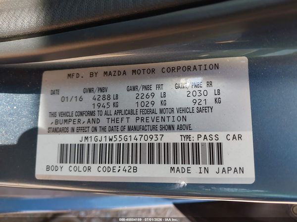 2016 MAZDA MAZDA6 I GRAND TOURING