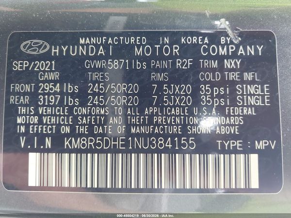 2022 HYUNDAI PALISADE LIMITED