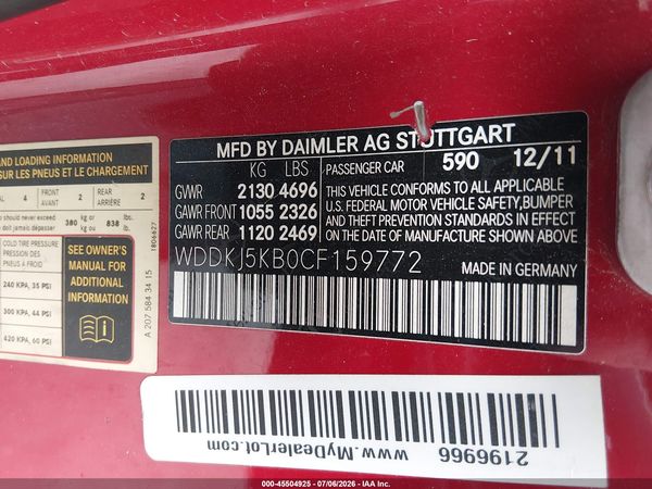 2012 MERCEDES-BENZ E 350 E350