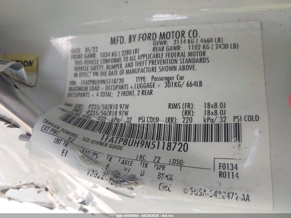 2022 FORD MUSTANG ECOBOOST PREMIUM