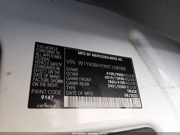 2022 MERCEDES-BENZ SPRINTER 2500 STANDARD ROOF I4